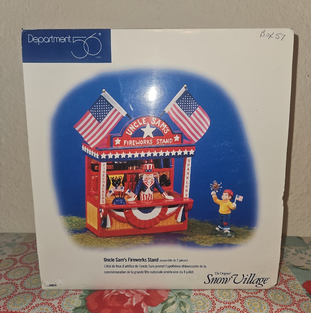 Department 56 Uncle Sam's Fireworks Stand Figurine Decor